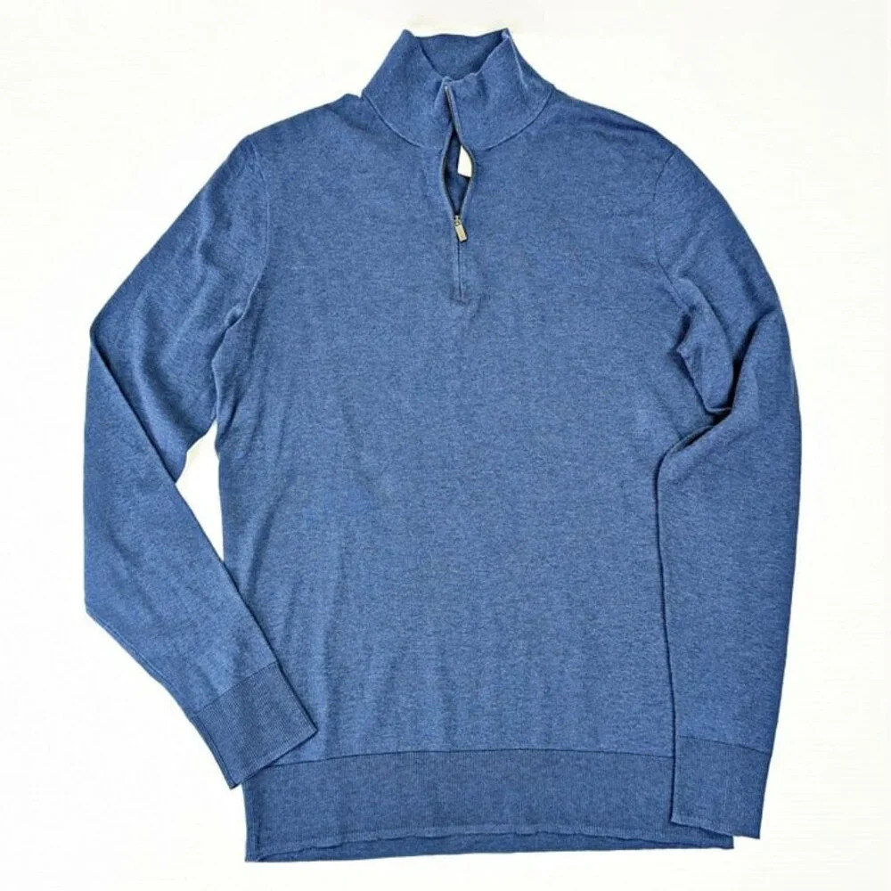 Polo Ralph Lauren Men's Blue Quarter Zip Mock Neck Sweater Size S (Msrp $228)